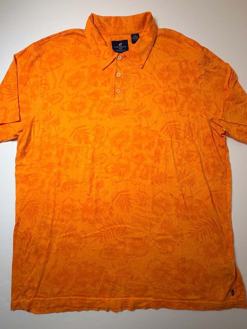 Tommy Bahama Mens XXL Orange Polo Shirt Aloha Hawaiian Tencel Polyester